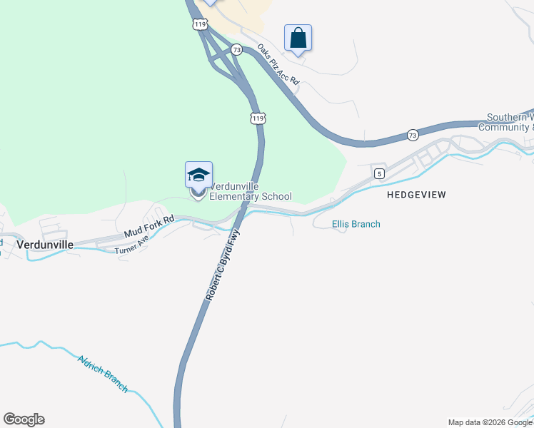 map of restaurants, bars, coffee shops, grocery stores, and more near 400 Calloway Camp Road in Verdunville