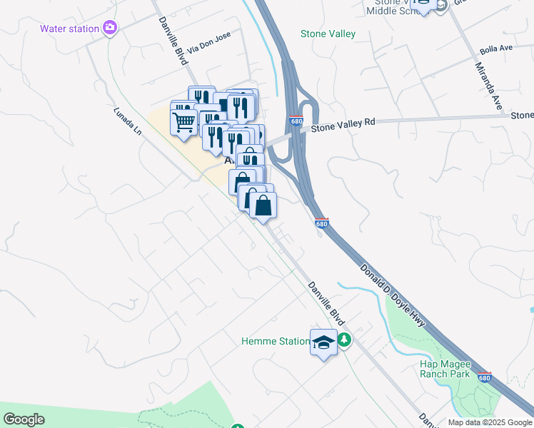 map of restaurants, bars, coffee shops, grocery stores, and more near in Alamo