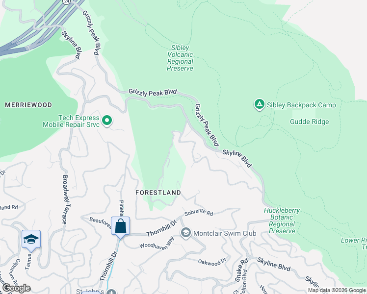 map of restaurants, bars, coffee shops, grocery stores, and more near 6611 Elverton Drive in Oakland