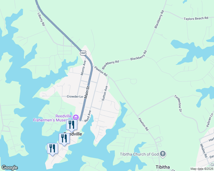 map of restaurants, bars, coffee shops, grocery stores, and more near 83 Sutton Avenue in Reedville