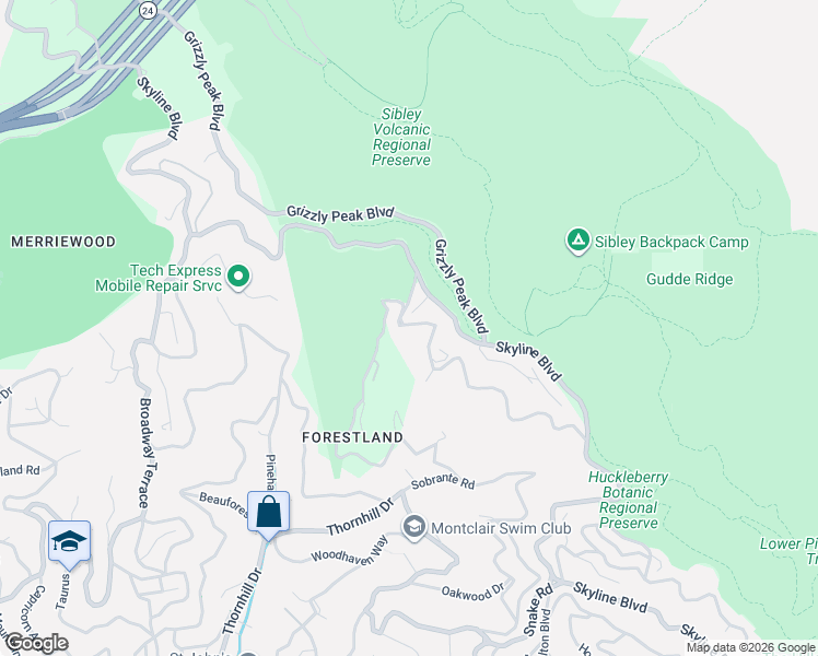 map of restaurants, bars, coffee shops, grocery stores, and more near 6611 Elverton Drive in Oakland