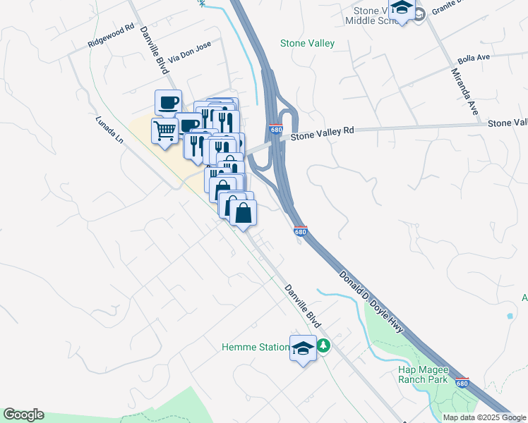 map of restaurants, bars, coffee shops, grocery stores, and more near 344 Alamo Square Drive in Alamo