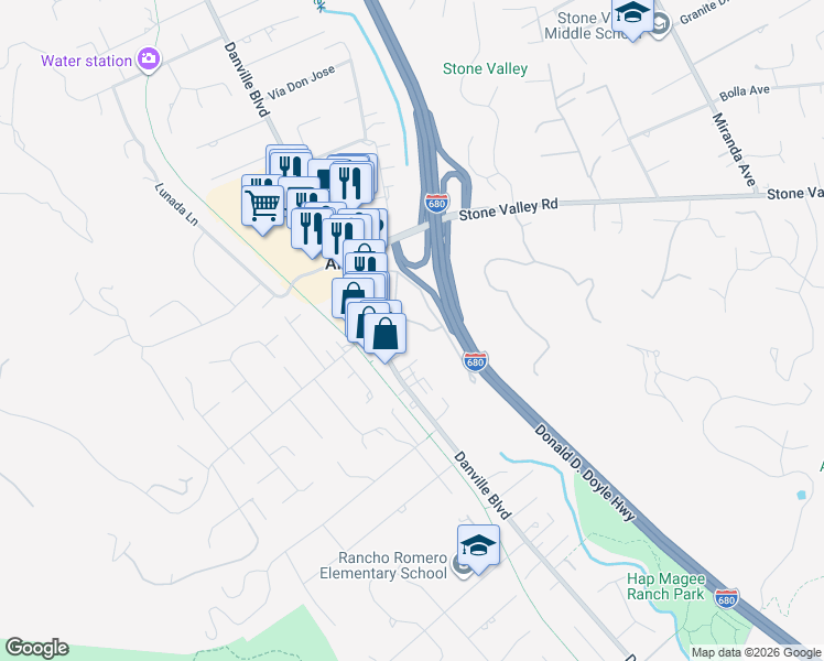 map of restaurants, bars, coffee shops, grocery stores, and more near 340 Alamo Square Drive in Alamo