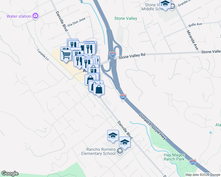 map of restaurants, bars, coffee shops, grocery stores, and more near 344 Alamo Square Drive in Alamo