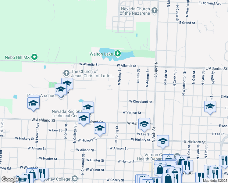 map of restaurants, bars, coffee shops, grocery stores, and more near 701 West Garfield Avenue in Nevada