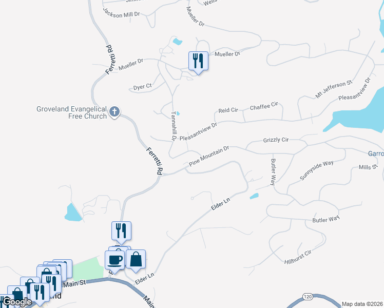 map of restaurants, bars, coffee shops, grocery stores, and more near 12422 Tannahill Drive in Groveland