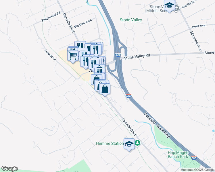 map of restaurants, bars, coffee shops, grocery stores, and more near 332 Alamo Square Drive in Alamo