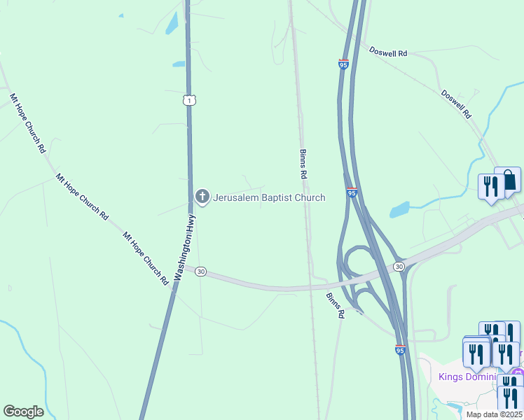 map of restaurants, bars, coffee shops, grocery stores, and more near 10343 Pleasants Circle in Doswell