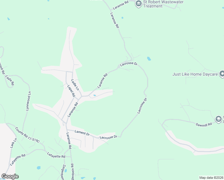 map of restaurants, bars, coffee shops, grocery stores, and more near 18013 Lattice Lane in Saint Robert