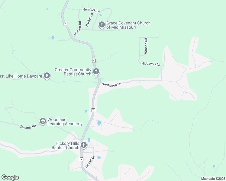 map of restaurants, bars, coffee shops, grocery stores, and more near 16700 Hardwood Lane in Saint Robert