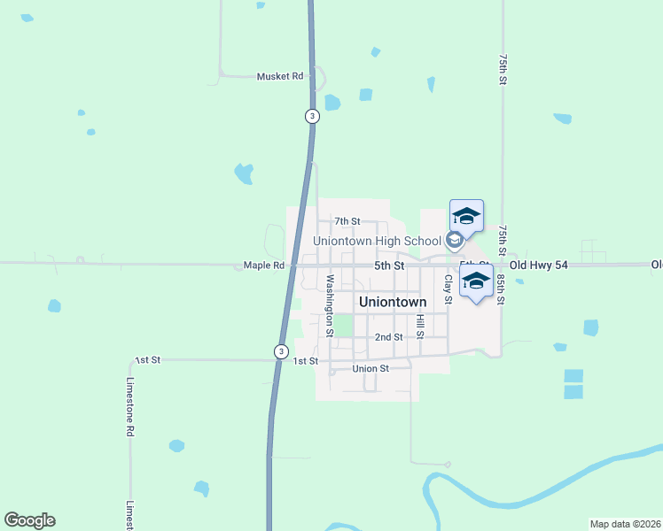 map of restaurants, bars, coffee shops, grocery stores, and more near 102 5th Street in Uniontown
