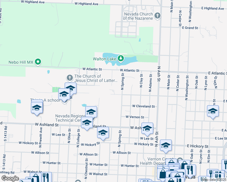 map of restaurants, bars, coffee shops, grocery stores, and more near 1204 North Elizabeth Street in Nevada