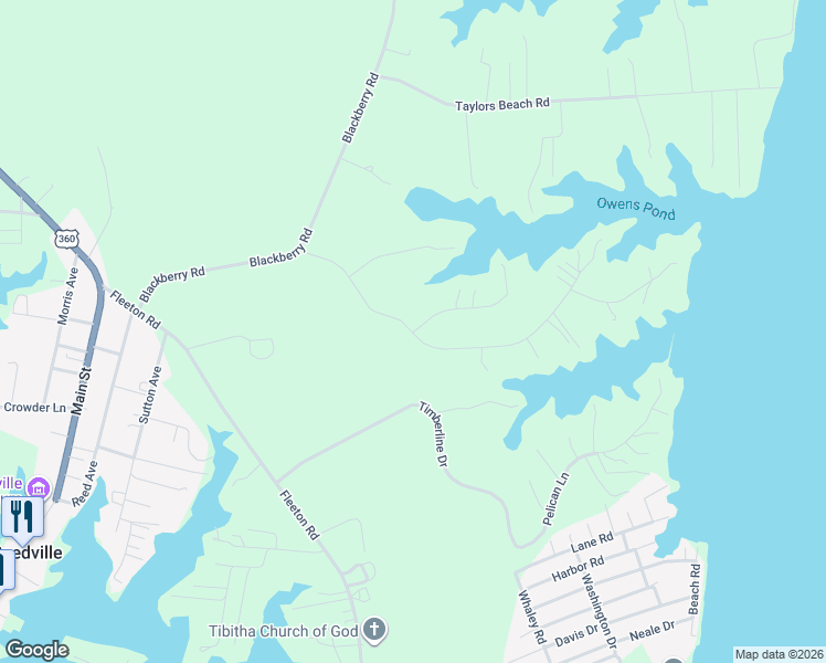 map of restaurants, bars, coffee shops, grocery stores, and more near 101 Emerald Cove Road in Reedville