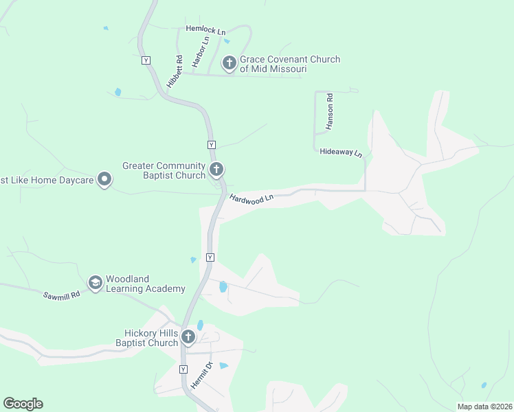 map of restaurants, bars, coffee shops, grocery stores, and more near 16700 Hardwood Lane in Saint Robert