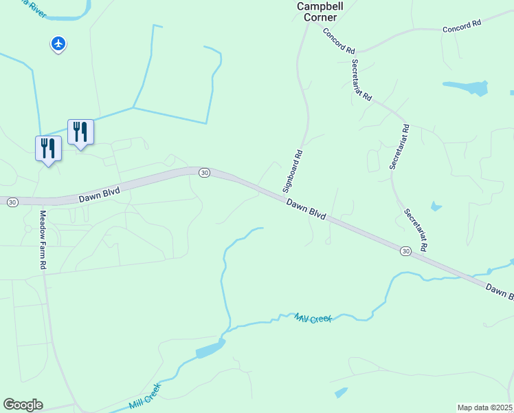 map of restaurants, bars, coffee shops, grocery stores, and more near 14030 Dawn Boulevard in Doswell