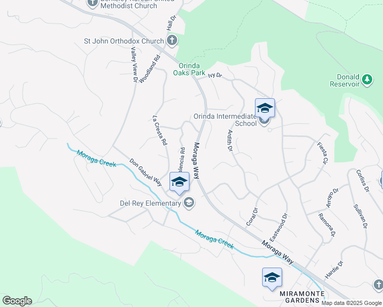 map of restaurants, bars, coffee shops, grocery stores, and more near 560 Moraga Way in Orinda