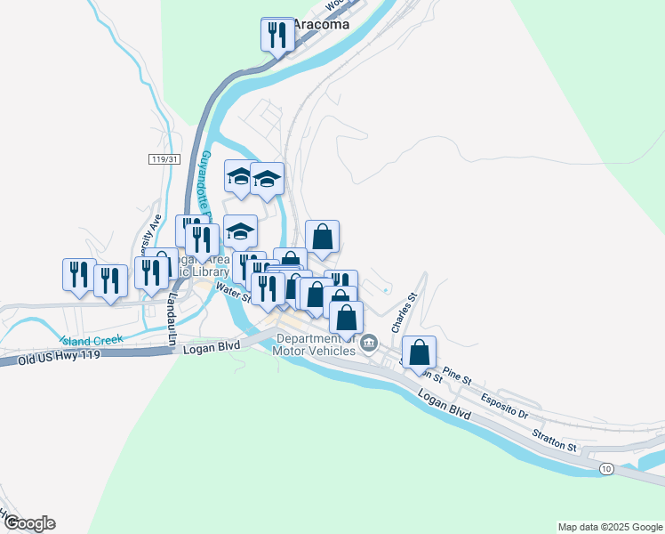 map of restaurants, bars, coffee shops, grocery stores, and more near 591 Cole St in Logan