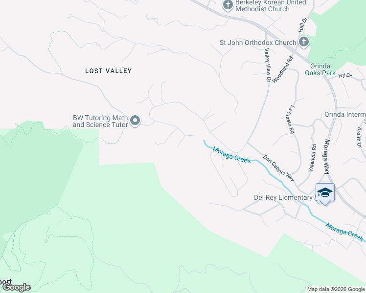 map of restaurants, bars, coffee shops, grocery stores, and more near 70 Lost Valley Drive in Orinda
