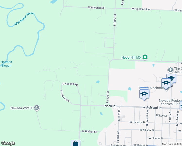 map of restaurants, bars, coffee shops, grocery stores, and more near 13863 East Nelson Road in Nevada