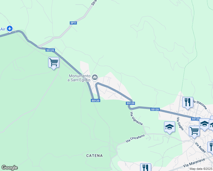 map of restaurants, bars, coffee shops, grocery stores, and more near 97 Strada Statale dell'Etna e delle Madonie in Linguaglossa