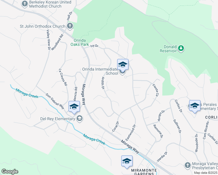 map of restaurants, bars, coffee shops, grocery stores, and more near 3 Totterdell Court in Orinda