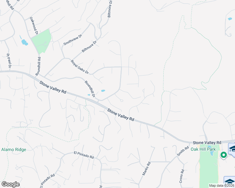 map of restaurants, bars, coffee shops, grocery stores, and more near 2530 Roundhill Drive in Alamo