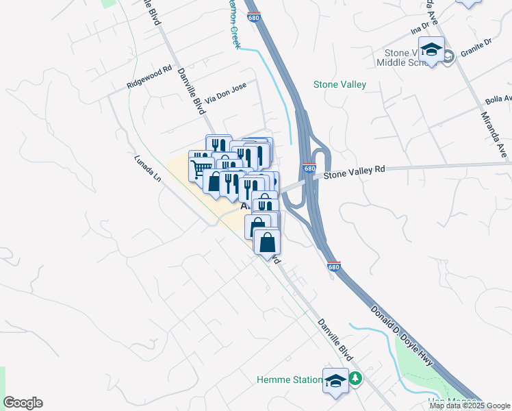 map of restaurants, bars, coffee shops, grocery stores, and more near in Alamo