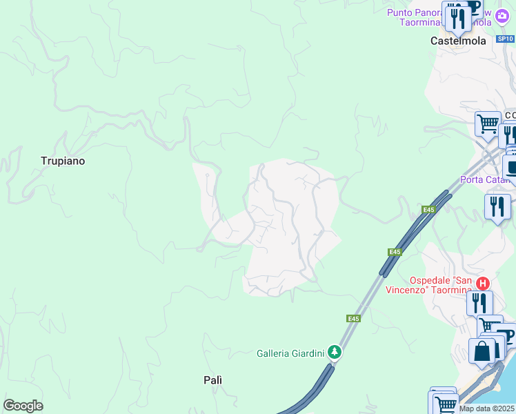 map of restaurants, bars, coffee shops, grocery stores, and more near Unnamed Road in Provincia di Messina