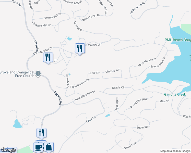 map of restaurants, bars, coffee shops, grocery stores, and more near 19431 Reid Circle in Groveland