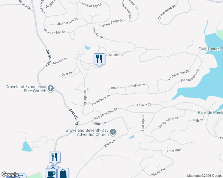 map of restaurants, bars, coffee shops, grocery stores, and more near 19391 Reid Circle in Groveland