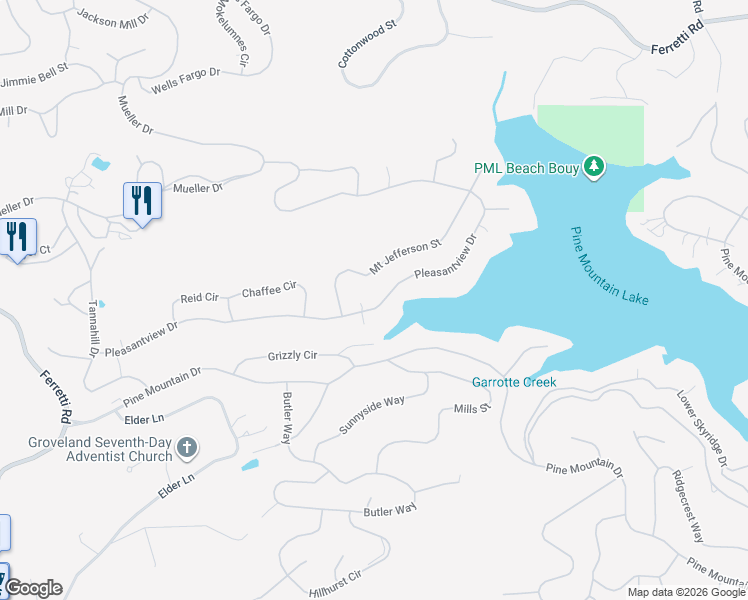 map of restaurants, bars, coffee shops, grocery stores, and more near 19590 Pleasantview Drive in Groveland