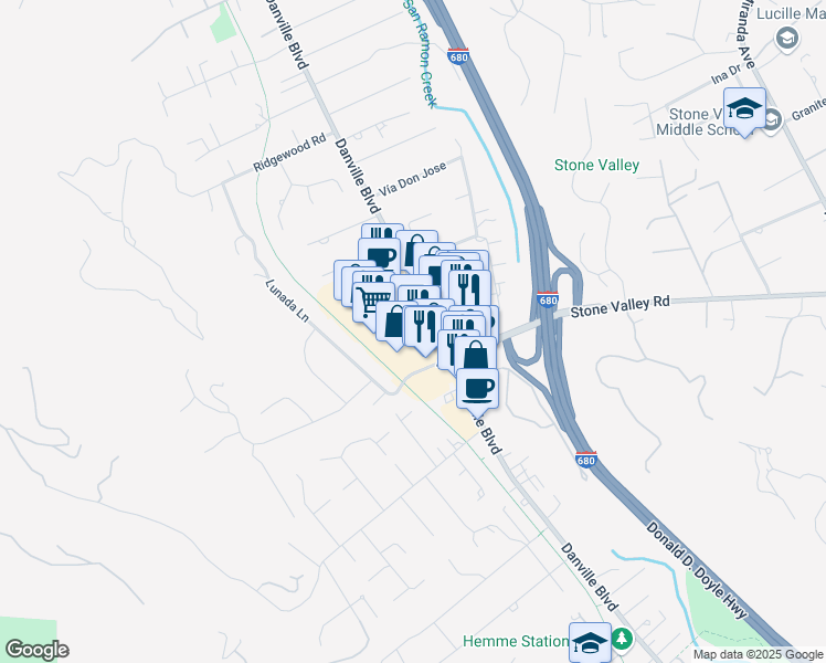 map of restaurants, bars, coffee shops, grocery stores, and more near 215 Alamo Plaza in Alamo
