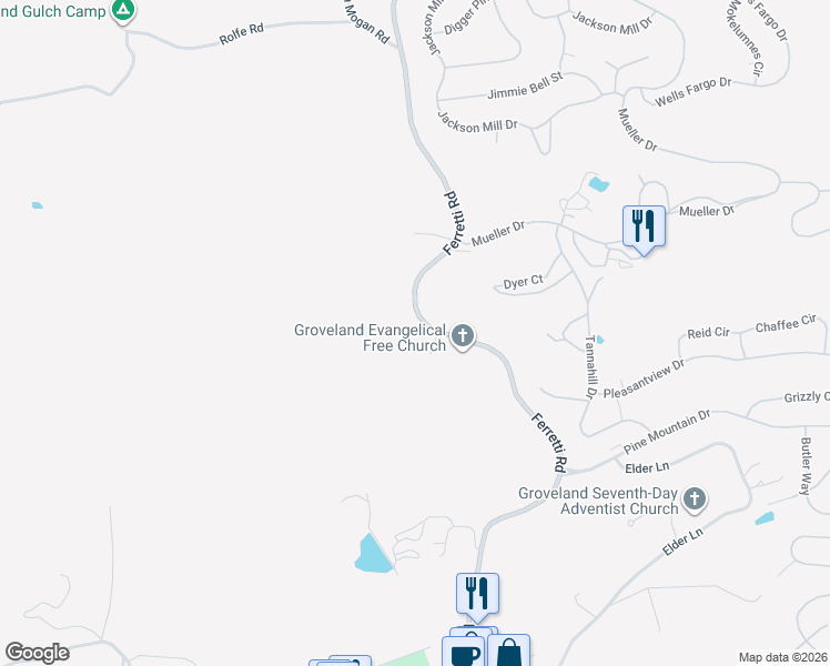 map of restaurants, bars, coffee shops, grocery stores, and more near 19200 Ferretti Rd in Groveland