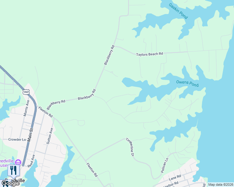 map of restaurants, bars, coffee shops, grocery stores, and more near 95 Oyster Bay Road in Reedville