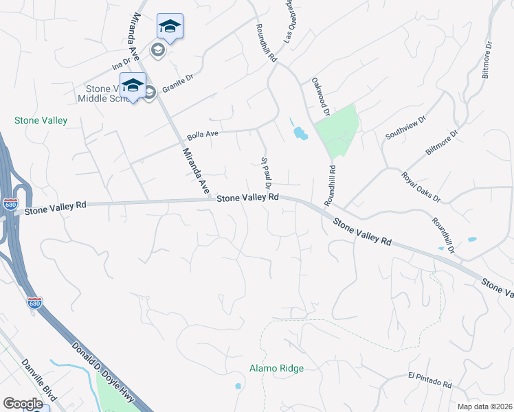map of restaurants, bars, coffee shops, grocery stores, and more near 2164 Nelda Way in Alamo