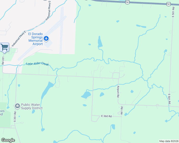 map of restaurants, bars, coffee shops, grocery stores, and more near 4215 320 Road in El Dorado Springs