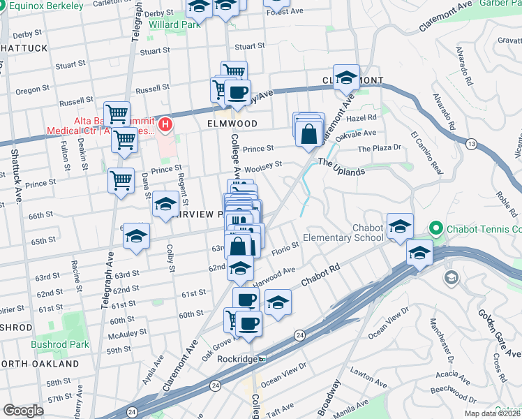 map of restaurants, bars, coffee shops, grocery stores, and more near 3149 Lewiston Avenue in Berkeley