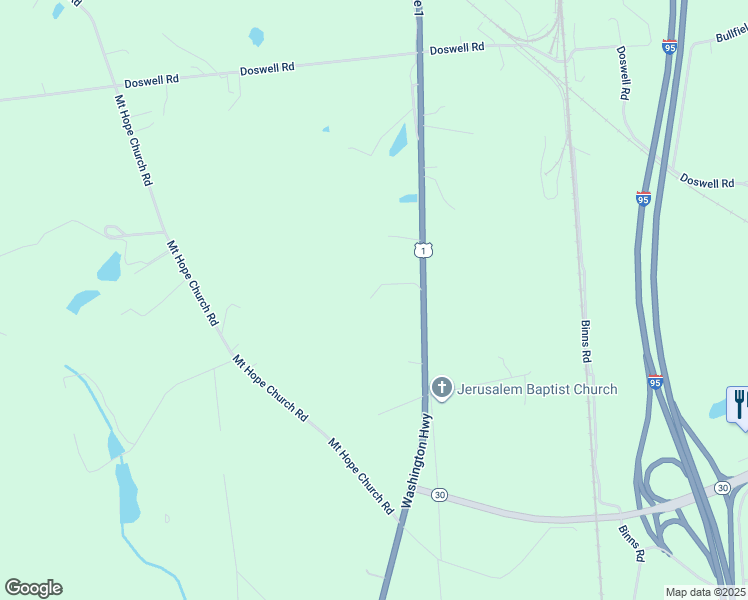 map of restaurants, bars, coffee shops, grocery stores, and more near 16283 Washington Highway in Doswell