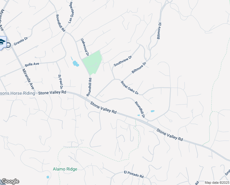 map of restaurants, bars, coffee shops, grocery stores, and more near 2375 Roundhill Drive in Alamo