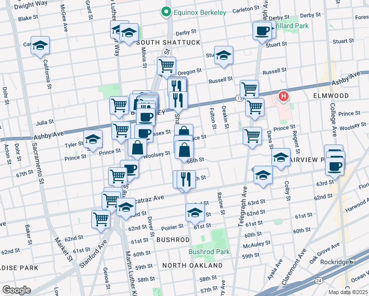 map of restaurants, bars, coffee shops, grocery stores, and more near in Berkeley