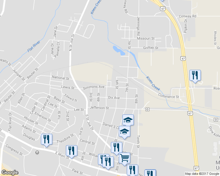 map of restaurants, bars, coffee shops, grocery stores, and more near 503 Simmons Avenue in Park Hills