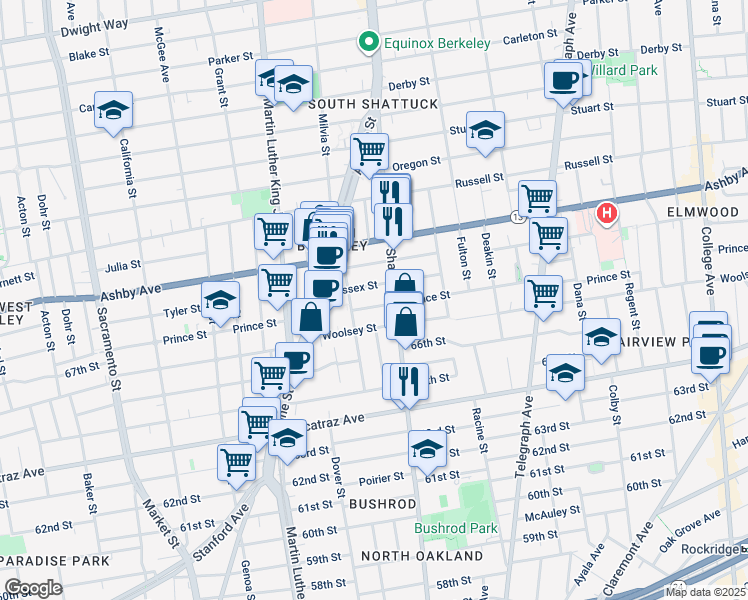 map of restaurants, bars, coffee shops, grocery stores, and more near in Berkeley