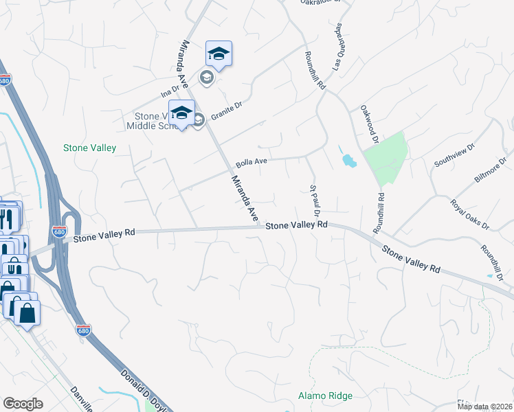 map of restaurants, bars, coffee shops, grocery stores, and more near 106 Megan Court in Alamo