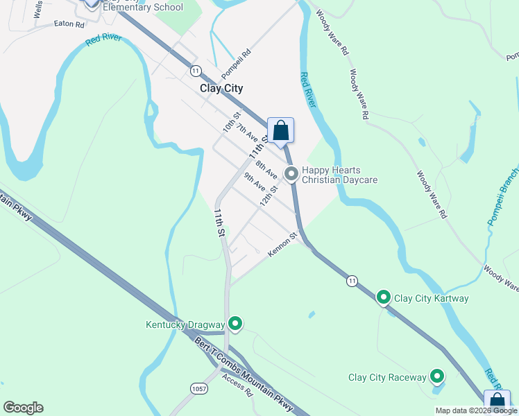 map of restaurants, bars, coffee shops, grocery stores, and more near 164 12th Street in Clay City