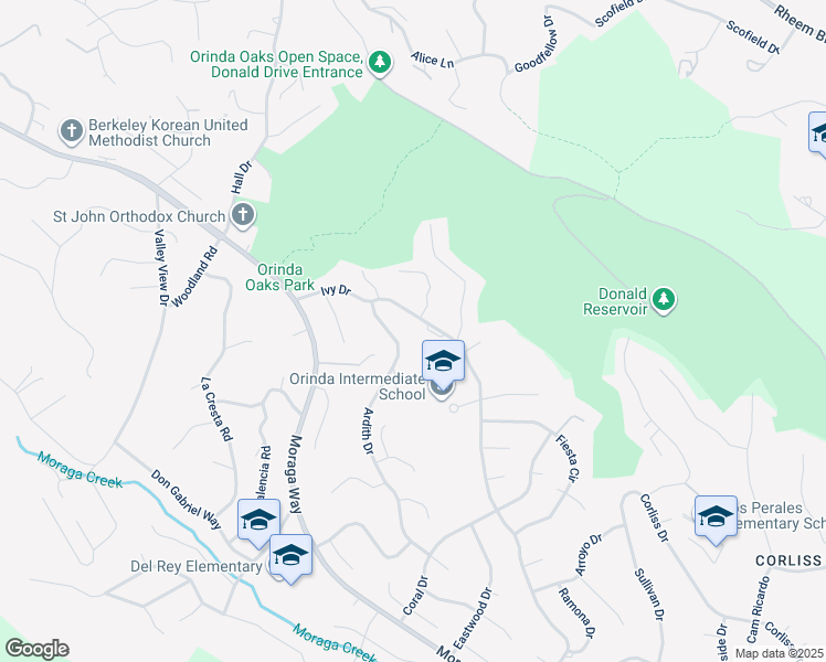 map of restaurants, bars, coffee shops, grocery stores, and more near 44 Ivy Drive in Orinda