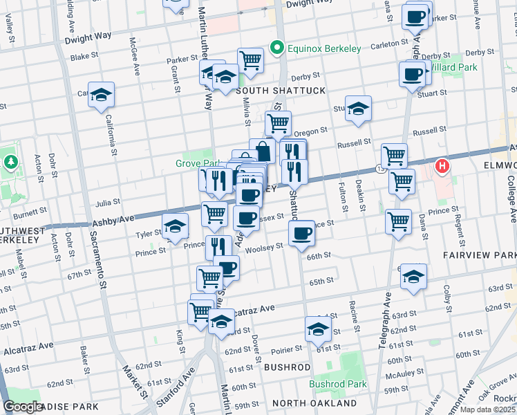 map of restaurants, bars, coffee shops, grocery stores, and more near in Berkeley