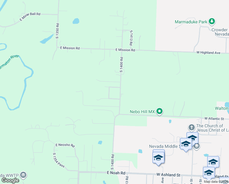 map of restaurants, bars, coffee shops, grocery stores, and more near 15788 South 1400 Road in Nevada