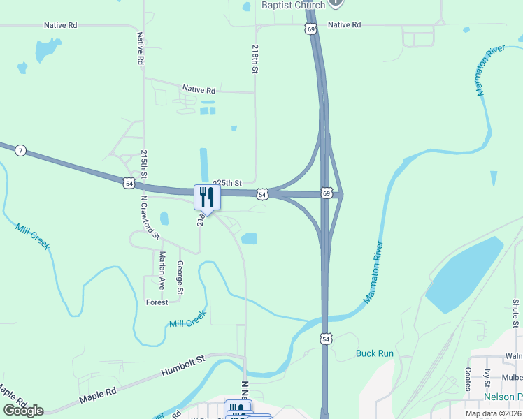 map of restaurants, bars, coffee shops, grocery stores, and more near 2189 Musket Road in Fort Scott