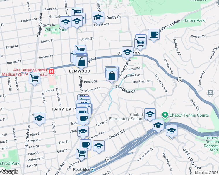 map of restaurants, bars, coffee shops, grocery stores, and more near in Berkeley