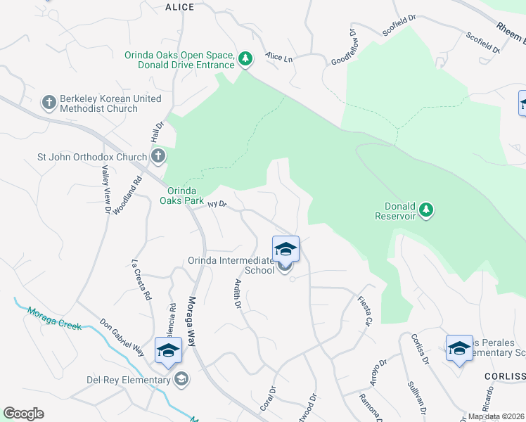map of restaurants, bars, coffee shops, grocery stores, and more near 43 Ivy Drive in Orinda